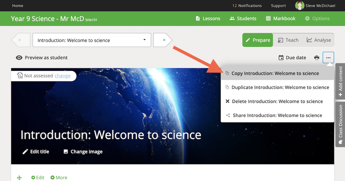 Copy and paste Lessons across Subjects – Help Centre