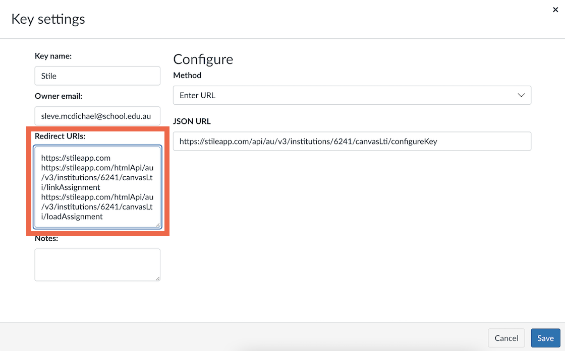 2022-Canvas-KeySettings-RedirectURIs.png